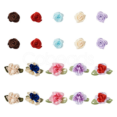 PandaHall Jewelry 10 Style Polyester Imitation Flower Ornamenrt Accessories DIY-PJ0001-33-1