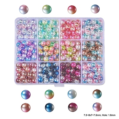 Rainbow ABS Plastic Imitation Pearl Beads OACR-YW0001-02B-1