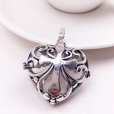 Tibetan Style Brass Bead Cage Pendants BECA-PW0002-02AS-1