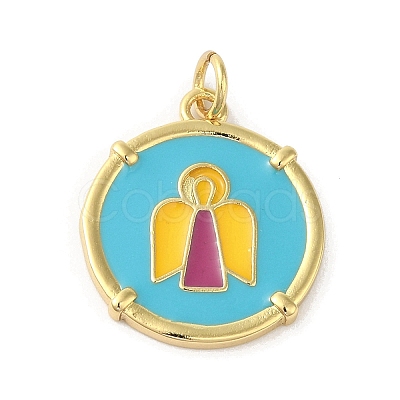 Rack Plating Brass Enamel Pendants KK-C052-35G-02-1