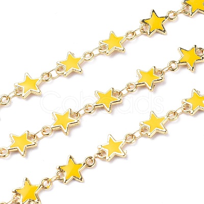 Handmade Alloy Enamel Star Link Chains ENAM-F138-01E-RS-1