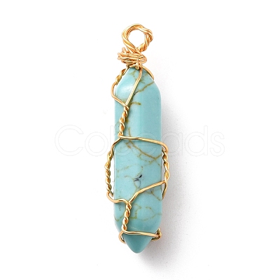 Natural Mixed Gemstone Wire Wrapped Pointed Pendants PALLOY-JF00522-1