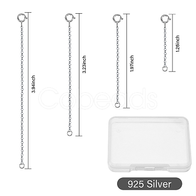 Anti-Tarnish Globleland 4Pcs 4 Styles Sterling Silver Cable Chain Extender STER-GL0001-03-1