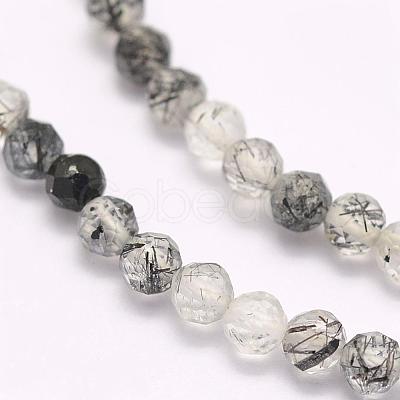 Natural Black Rutilated Quartz Beads Strands G-F509-34-4mm-1