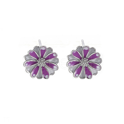 Enamel Stud Earring Findings KK-S356-662P-NF-1