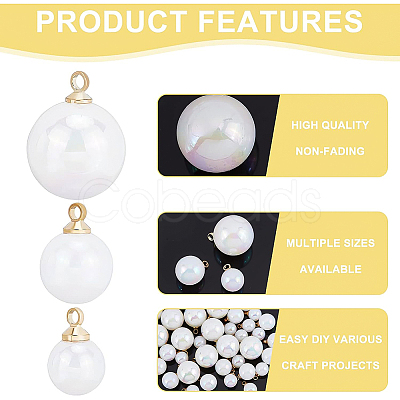 BENECREAT 60Pcs 3 Style ABS Plastic Imitation Pearl Charms KY-BC0001-28-1