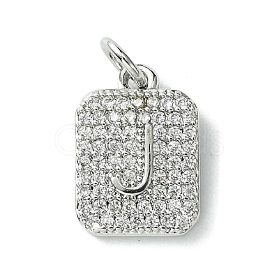 Rack Plating Brass Micro Pave Clear Cubic Zirconia Charms KK-G501-01J-P-1