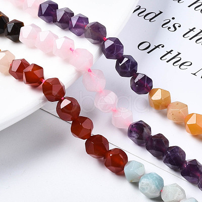 Chakra Theme Natural Tiger Eye & Rose Quartz & Amethyst & Topaz Jade & Red Agate & Amazonite & Sodalite Beads Strands G-S376-002B-1