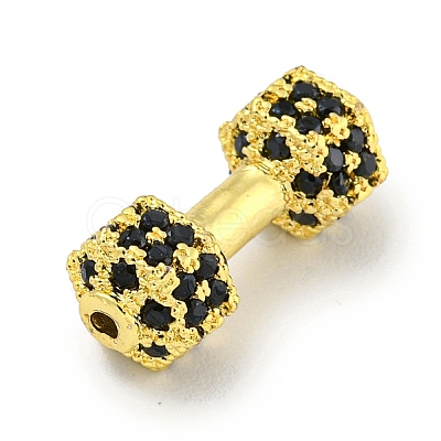 Brass Micro Pave Black Cubic Zirconia Beads KK-G493-34A-G01-1