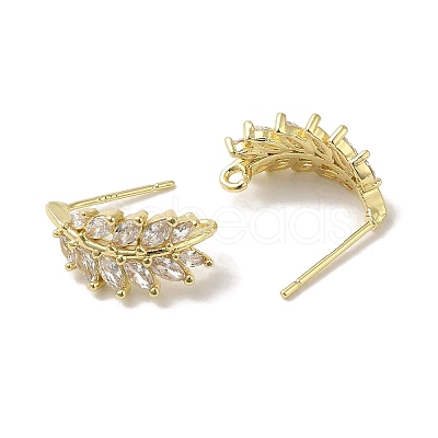 Brass Micro Pave Cubic Zirconia Ear Wire Findings KK-K371-08G-1