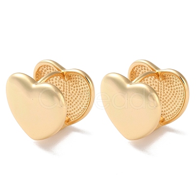 Heart Brass Hoop Earrings for Women EJEW-B056-20G-1