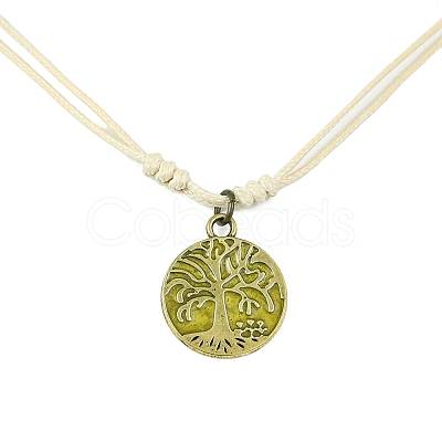 3Pcs 3 Color Alloy Enamel Tree of Life Pendant Necklaces Set NJEW-JN04520-1