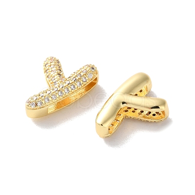 Rack Plating Brass Micro Pave Cubic Zirconia Slide Charms KK-C084-34G-Y-1