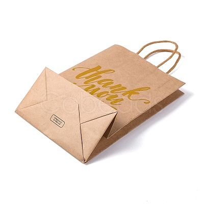 Gold Stamp Thank You Printed Paper Gift Tote Bags ABAG-Q055-03C-1