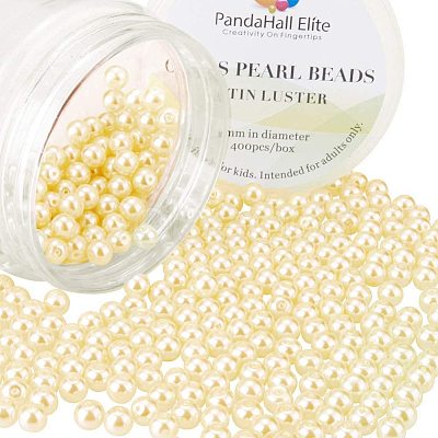 1 Box 6mm Tiny Satin Luster Glass Pearl Beads Round Loose Beads for Jewelry Making HY-PH0001-6mm-012-1