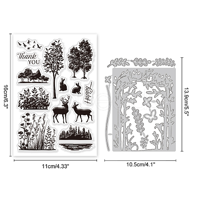 Globleland 1 Sheet Custom Forest PVC Plastic Clear Stamps DIY-GL0004-109-1