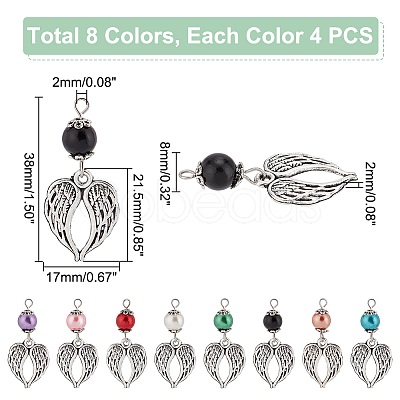 PandaHall Elite 32Pcs 8 Colors Tibetan Style Alloy Pendants FIND-PH0008-69-1