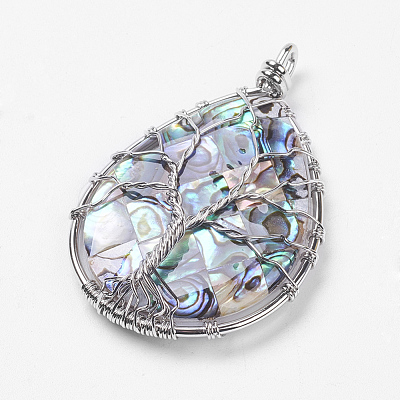 Abalone Shell/Paua Shell Big Pendants KK-P118-03P-1