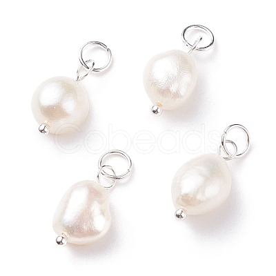 Grade B Natural Cultured Freshwater Pearl Charms PALLOY-JF01497-03-1