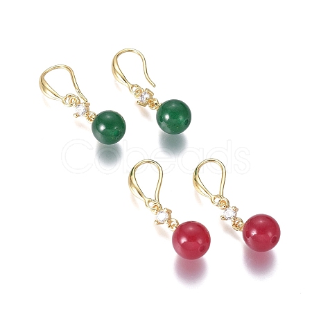 Natural White Jade Dangle Earrings EJEW-G263-05G-1