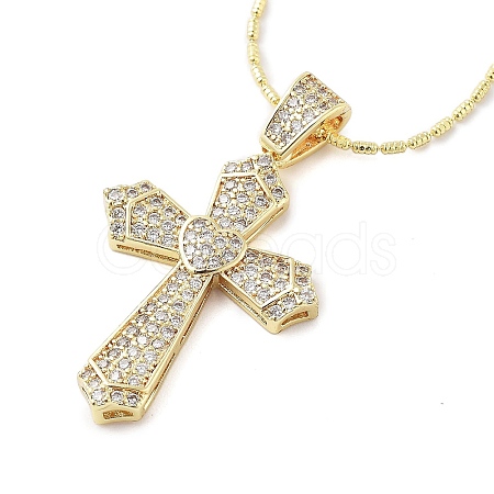 Brass Clear Cubic Zirconia Pendant Necklaces for Women NJEW-M009-05G-C-1