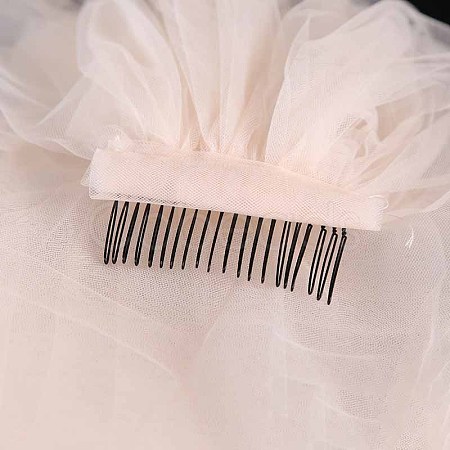 Long Mesh Tulle Bridal Veils with Combs HULI-PW0002-023A-01-1