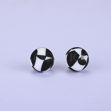 Printed Round Silicone Focal Beads SI-JX0056A-62-1