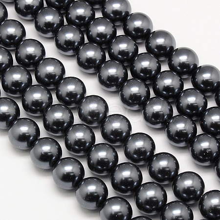 Eco-Friendly Dyed Glass Pearl Round Bead Strands X-HY-A002-10mm-RB030-1