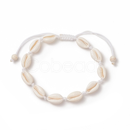 Natural Cowrie Shell Braided Beaded Anklets AJEW-AN00516-01-1