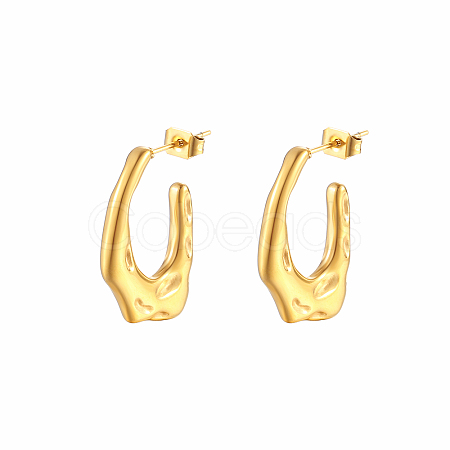 Geometric Retro Stainless Steel C-shaped Earrings for Women's Daily Wear UU2795-1-1