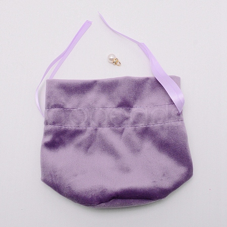 Velvet Jewelry Bags with Drawstring & Plastic Imitation Pearl TP-CJC0001-03H-1