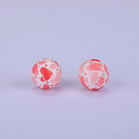 Printed Round Silicone Focal Beads SI-JX0056A-96-1