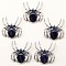 Synthetic Blue Goldstone Pendants, Spider Charms, Antique Silver, 36x34mm