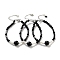 Natural Obsidian Round & Synthetic Non-magnetic Hematite & White Shell Beaded Bracelets for Women, 7-1/4 inch(18.5cm)