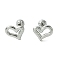 Non-Tarnish Ion Plating(IP) 304 Stainless Steel Ear Studs, Heart, Stainless Steel Color, 10x11.5mm