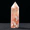 Tower Natural Cherry Blossom Agate Display Decoration, Healing Stone Wands, for Energy Balancing Meditation Therapy Decors, Hexagonal Prism, 40~50mm