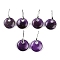 Natural Amethyst Dangle Earrings, with Rack Plating Brass Earring Hooks, Cadmium Free & Lead Free, Round, 43x43mm