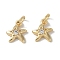 Brass Micro Pave Clear Cubic Zirconia Pendants, Star, with Jump Ring, Real 18K Gold Plated, 12x10x2mm, Hole: 5.5mm