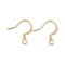 Brass French Hooks with Coil, Real 16K Gold Plated, 16.5x16x2mm, Hole: 2mm, Pin: 0.6mm