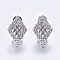 Alloy Stud Earring Findings, with Loop, Rhombus, Platinum, 25.5x16mm, Hole: 1mm, Pin: 0.7mm