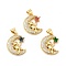 Brass Micro Pave Cubic Zirconia Pendants, Moon with Bear & Star Charm, Golden, Mixed Color, 20.5x16x4mm, Hole: 5x3.5mm