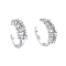 Brass Micro Pave Clear Cubic Zirconia Cuff Earrings, Platinum, 13x4mm, Inner Diameter: 10mm