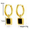 Simple and Stylish Pendant Acrylic & Stainless Steel Hoop Earrings for Women's Daily Outfits, Golden, 15mm