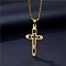 Titanium Steel Box Chain Necklaces, Hollow Cross Pendant Necklaces for Men