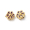 Ion Plating(IP) 304 Stainless Steel Beads, with Enamel, Real 18K Gold Plated, Flower, Purple, 9x9x5mm, Hole: 1.2mm