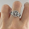 Alloy Plain Band Rings,Tree of Life, Flat Round, Antique Silver, US Size 9(18.9mm)