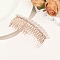 Alloy Hair Combs, with Imitation Plastic Pearl and Rhinestone, Light Gold, 80~120x40~50mm