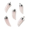 Natural Rose Quartz Pendants, with Silver Tone Brass Findings, Dagger Shape, 41~42x15~16x6.5~7.5mm, Hole: 5x7.5mm