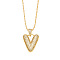 Brass Micro Pave Cubic Zirconia Pendant Necklaces, Golden, Letter V, 16.54 inch(42cm), Pendant: 24~30x13~22mm