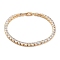 Brass Pave Clear Cubic Zirconia Flat Round Link Bracelets, Nickle Free, Long-Lasting Plated, Golden, 7-1/8 inch(18.2cm)